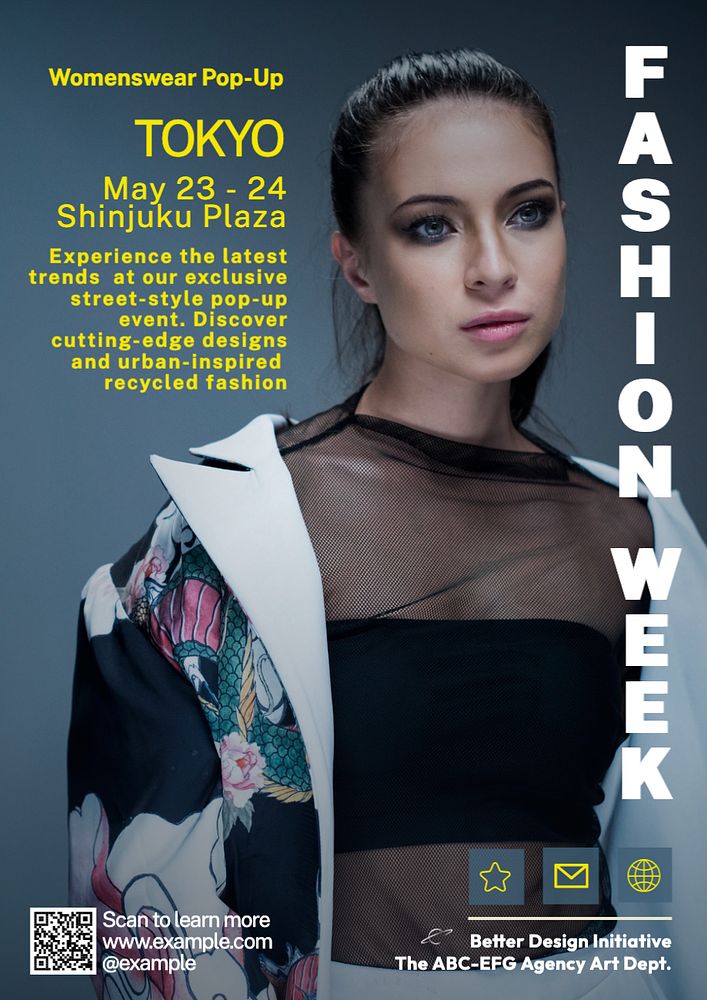 Fashion week poster template, editable text and design