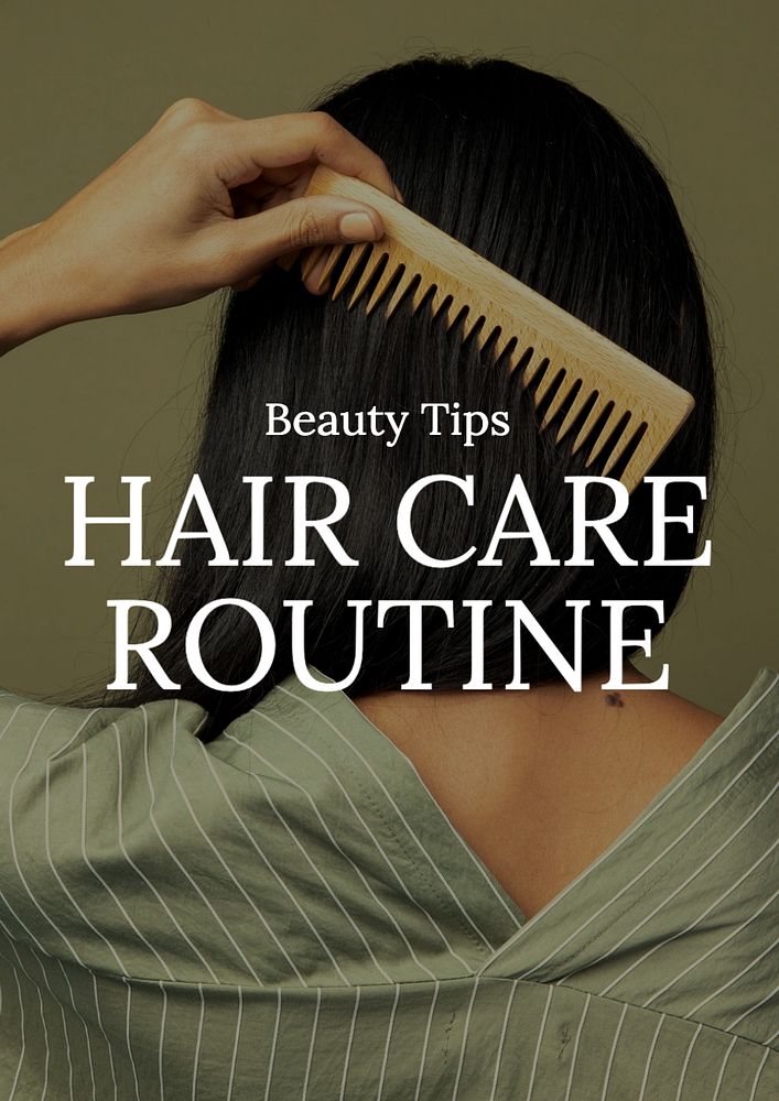 Hair care routine poster template, editable text and design