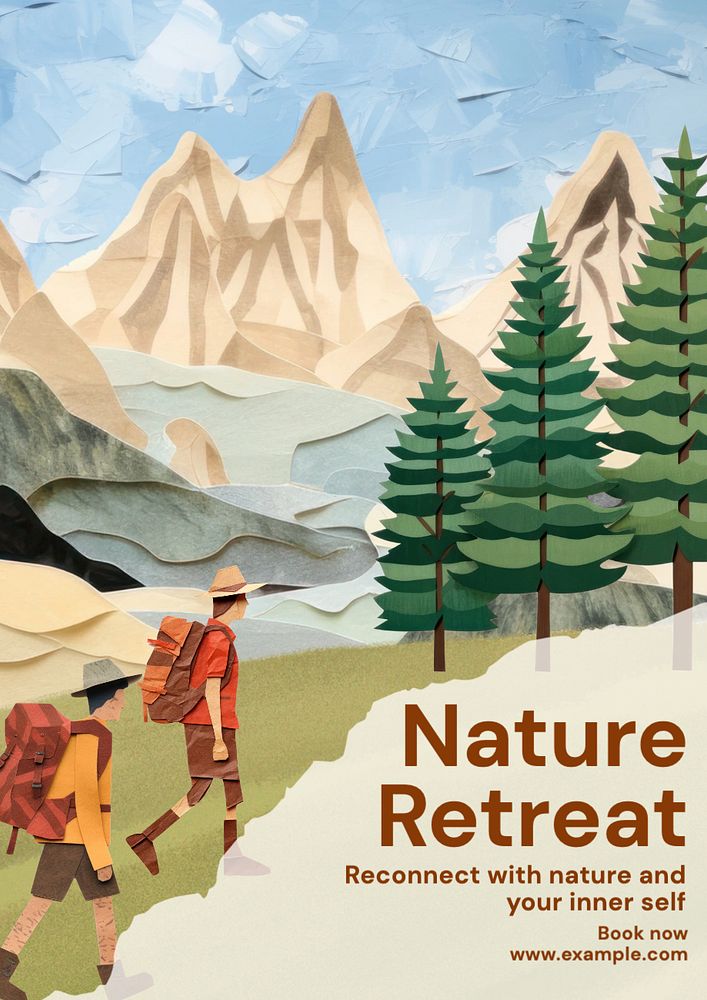 Nature retreat poster template, editable text and design