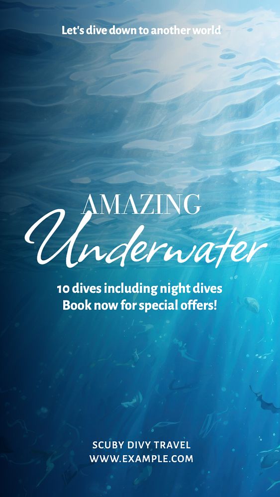 Underwater, diving trip Instagram story template, editable text