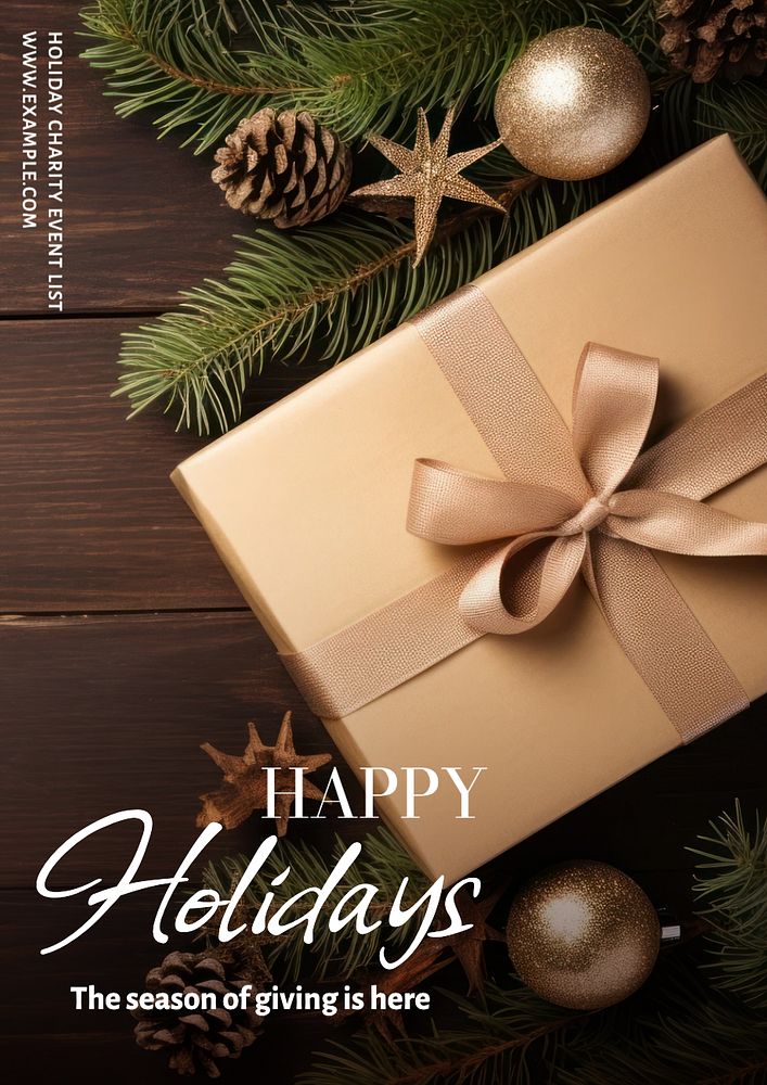 Happy holidays poster template, editable text and design