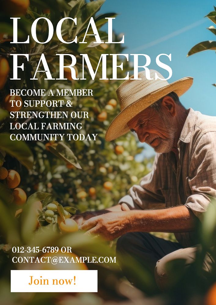 Local farmers community poster template, editable text and design