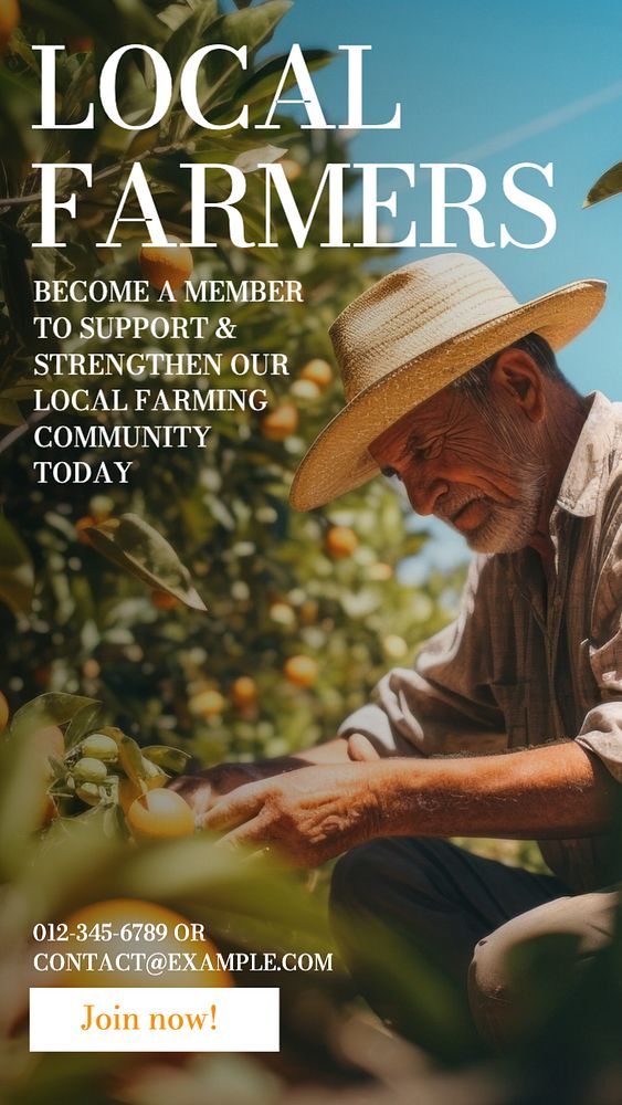 Local farmers community Instagram story template, editable text