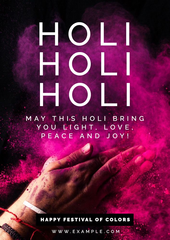 Holi festival poster template, editable text and design