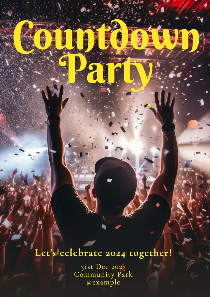 Countdown party poster template, editable text and design