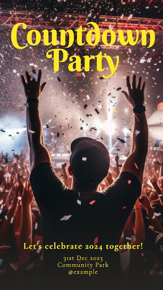 Countdown party Instagram story template, editable text