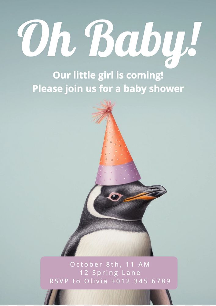 Baby shower poster template, editable text and design