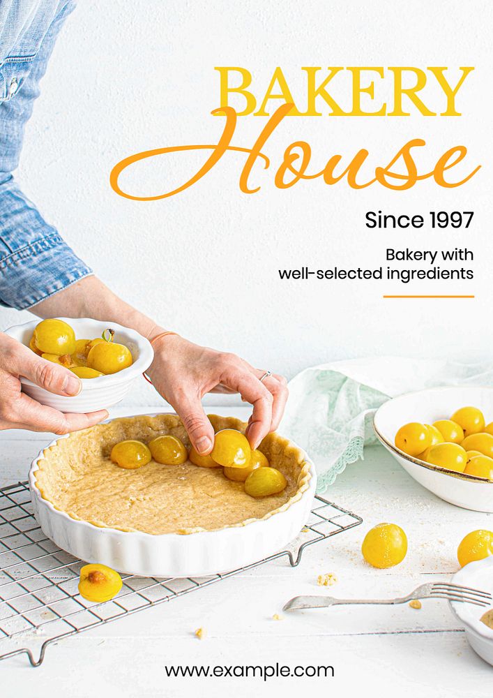 Bakery house poster template, editable text and design