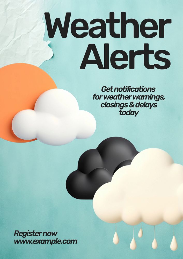 Weather alerts poster template, editable text and design