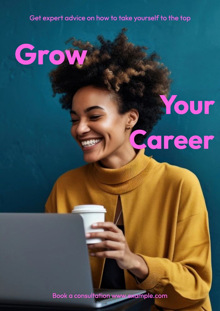 Grow your career poster template, editable text and design