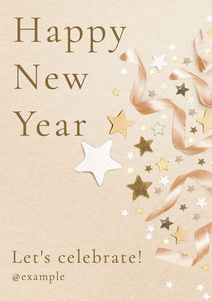 Happy new year poster template, editable text and design