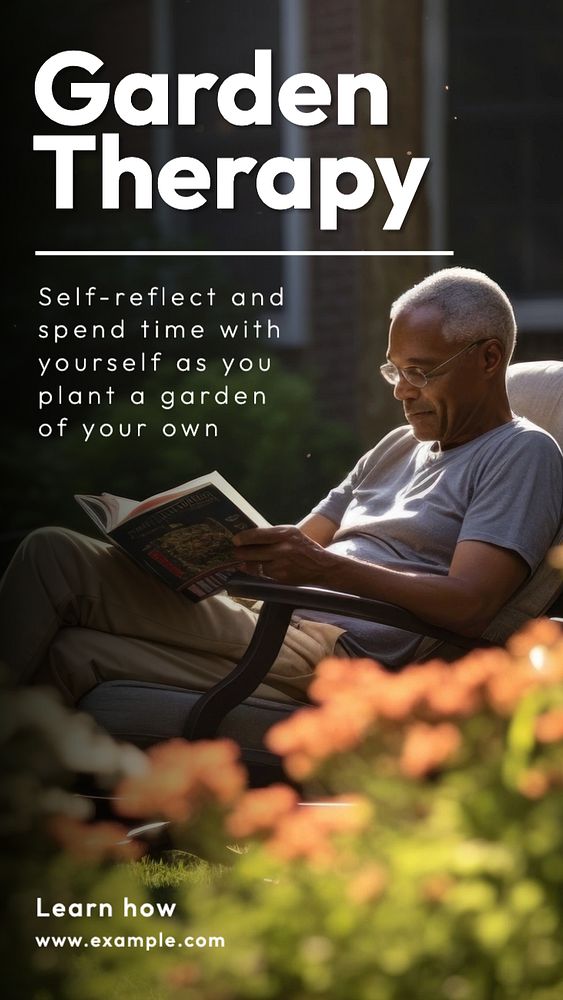 Garden therapy Instagram story template, editable text