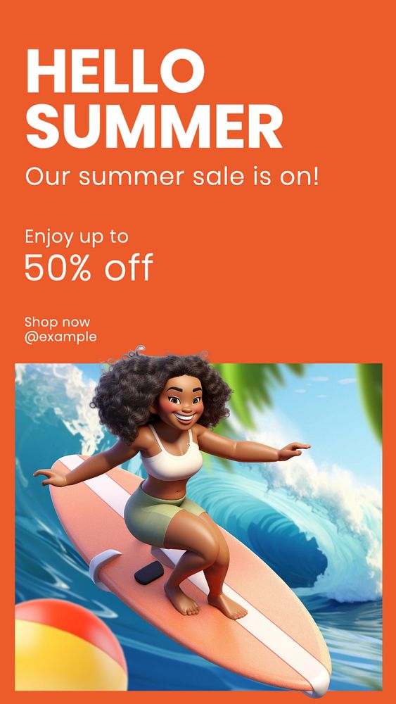 Summer sale Instagram story template, editable text