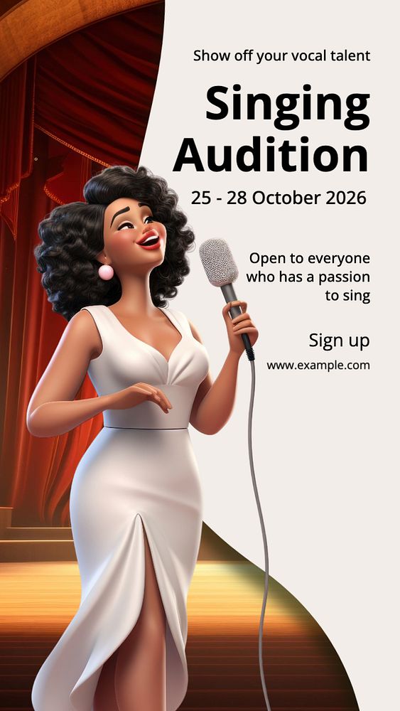 Singing audition Instagram story template, editable text