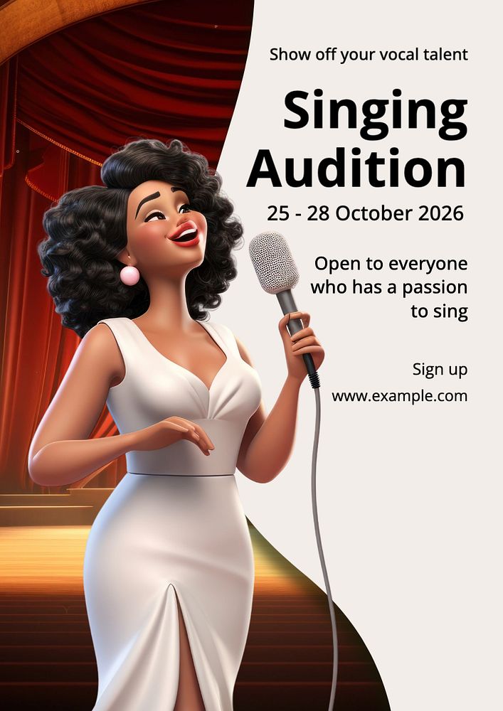 Singing audition poster template, editable text and design