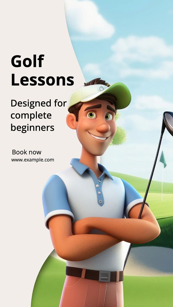 Golf lessons Instagram story template, editable text