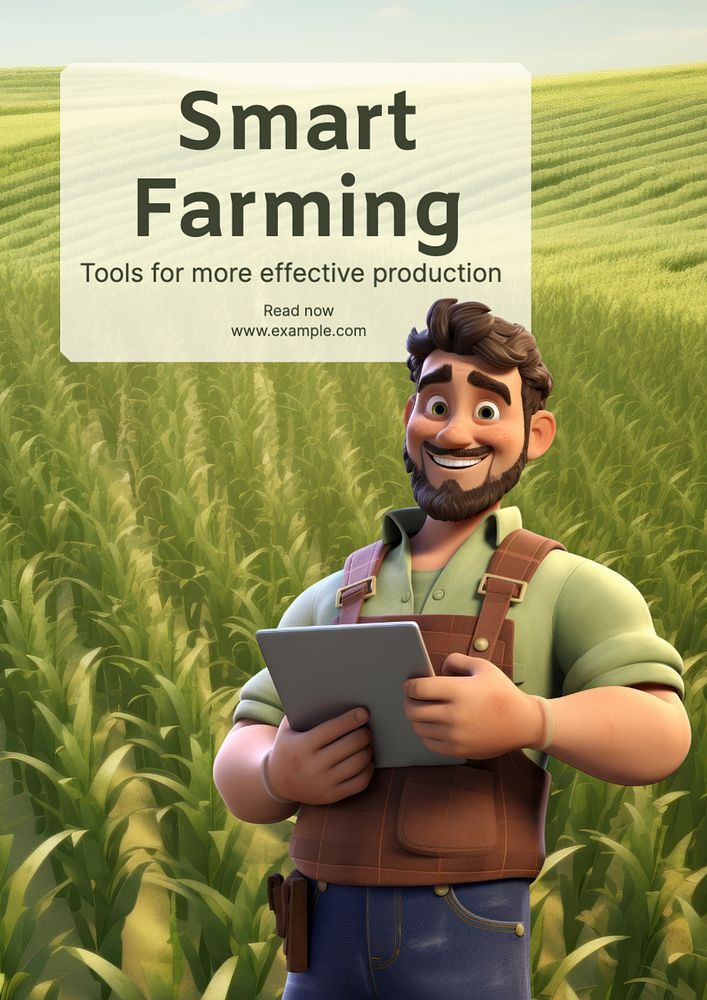 Smart farming poster template, editable text and design