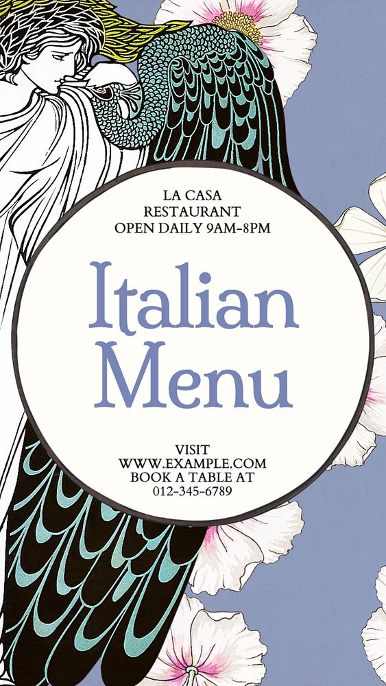 Italian food menu Instagram story template, editable text