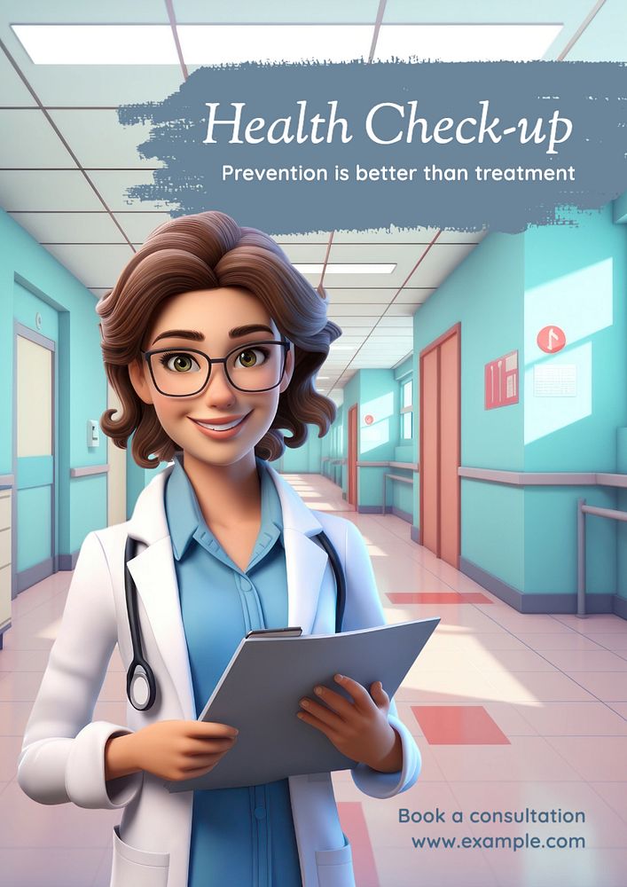 Health check-up poster template, editable text and design