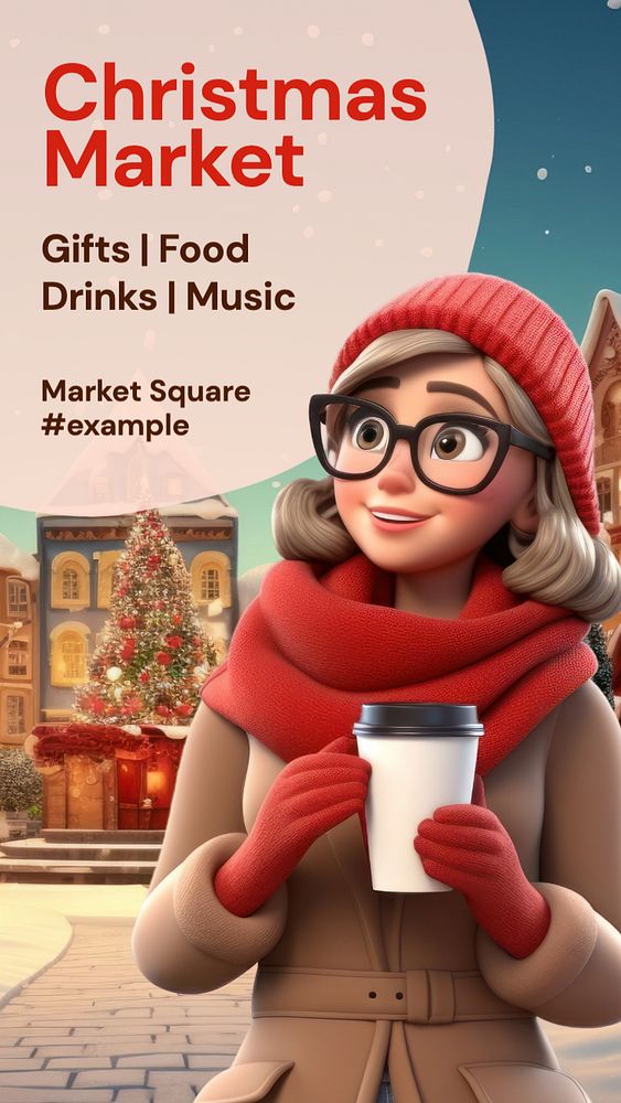 Christmas market Instagram story template, editable text