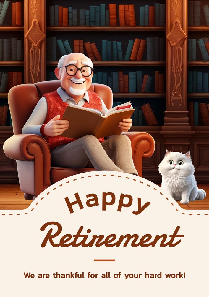 Happy retirement poster template, editable text and design