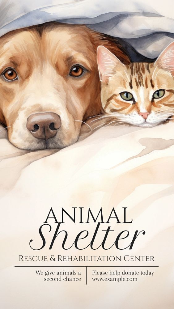 Animal shelter Instagram story template, editable text