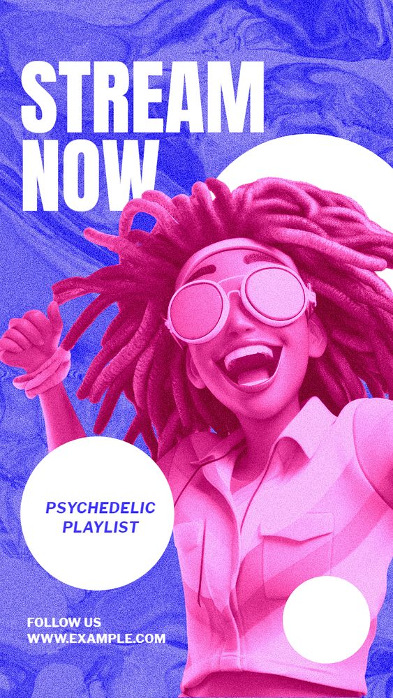 Psychedelic playlist Instagram story template, editable text