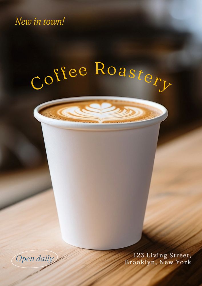 Coffee roastery poster template, editable text and design