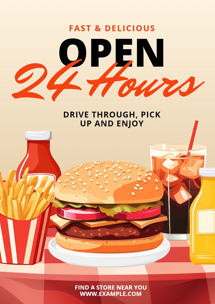 Drive thru poster template, editable text and design