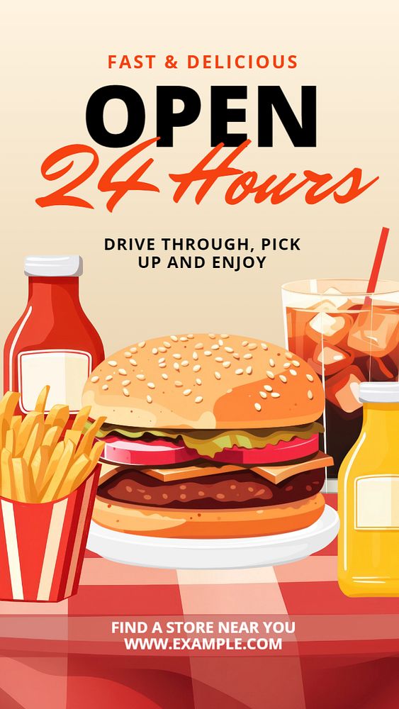 Drive thru Instagram story template, editable text