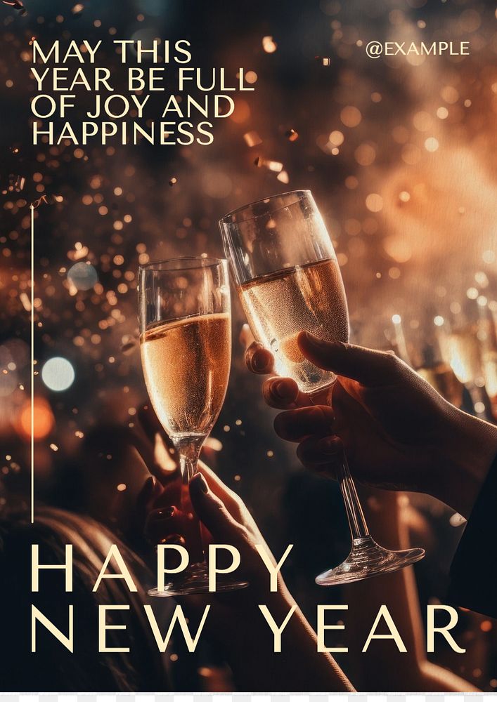 Happy New Year poster template, editable text and design