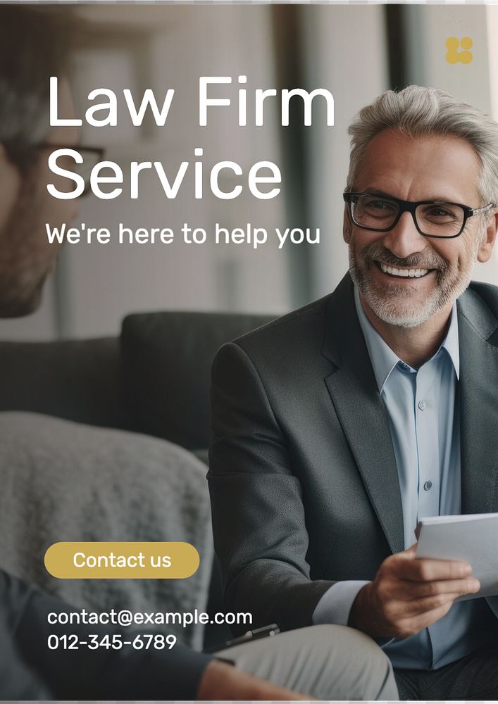 Law firm service poster template, editable text and design