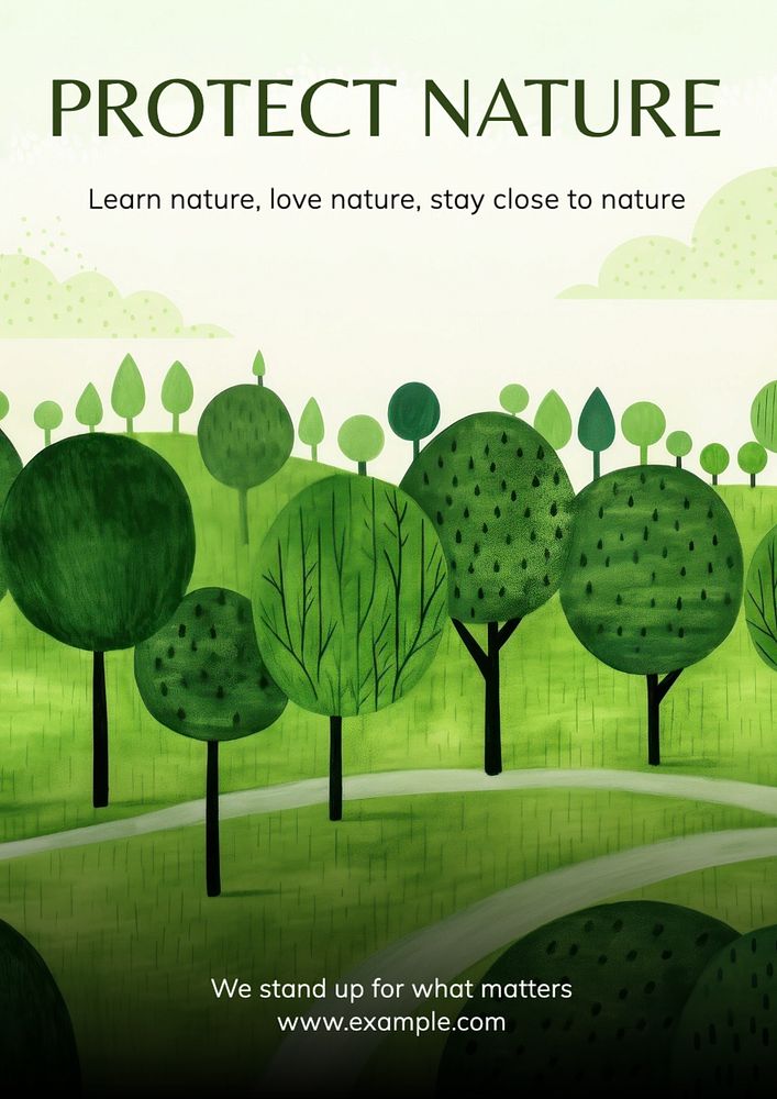 Protect nature poster template, editable text and design