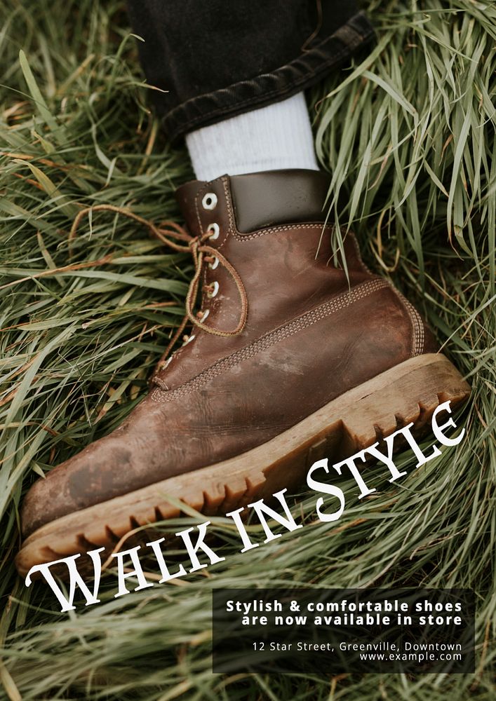 Walking shoes poster template and design