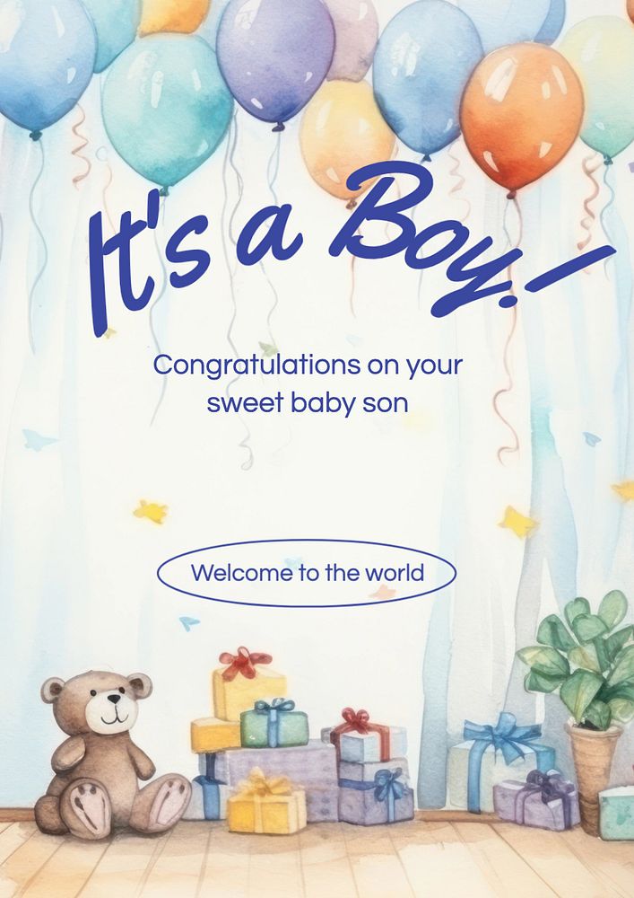 It's a boy poster template, editable text and design