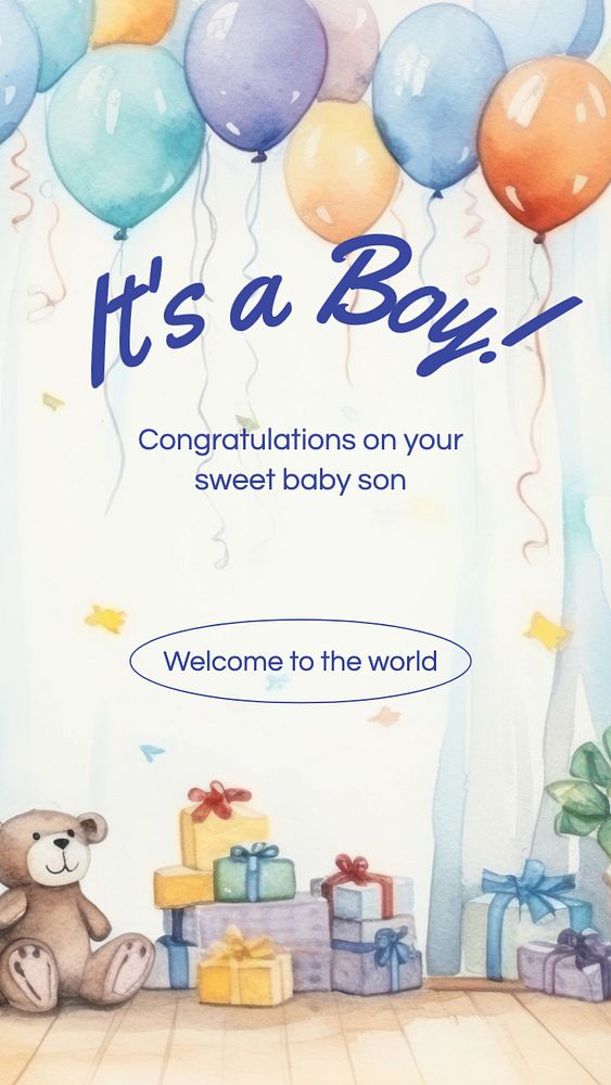 It's a boy Facebook story template, editable design