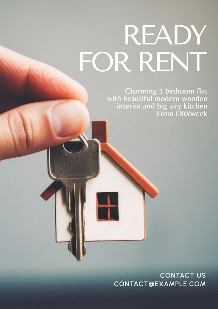 Ready for rent poster template, editable text and design