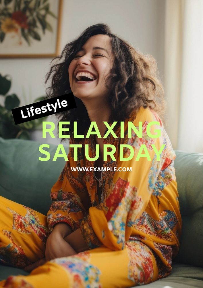 Relaxing Saturday poster template, editable text and design