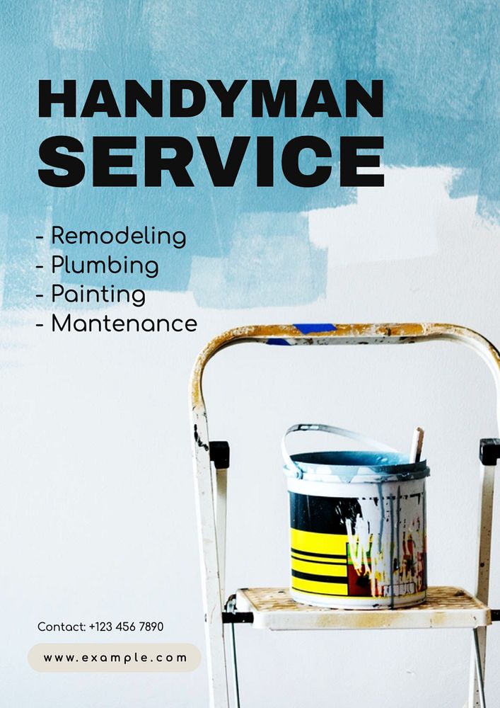 Handyman service list poster template, editable text and design