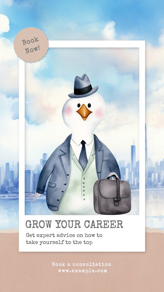 Grow your career Instagram story template, editable text