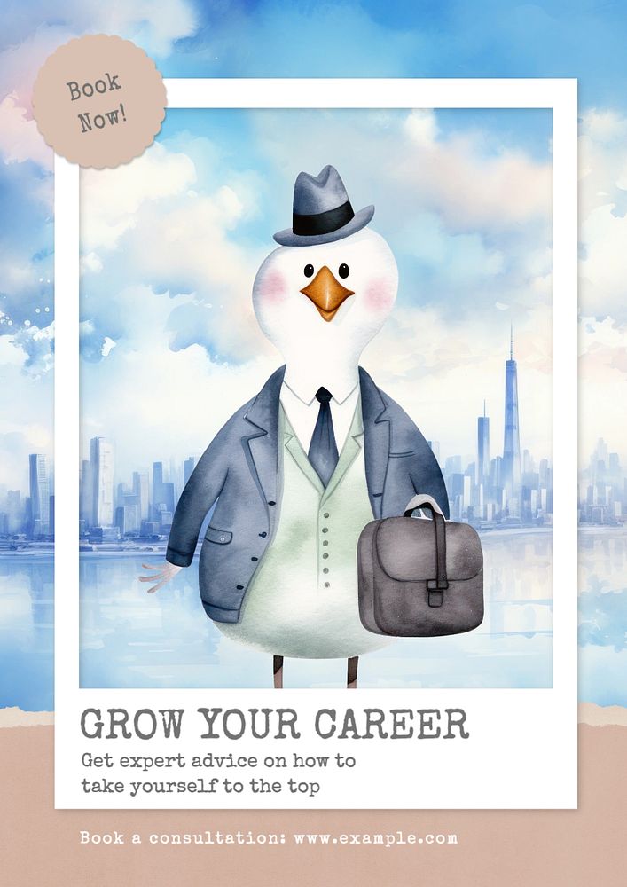 Grow your career poster template, editable text and design