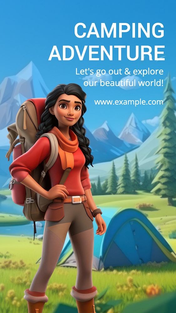 Camping adventure Instagram story template, editable text