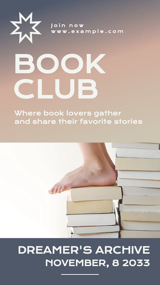 Book club Instagram story template, editable text