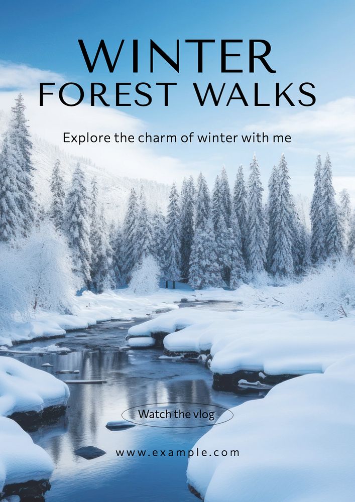 Winter forest walk poster template and design