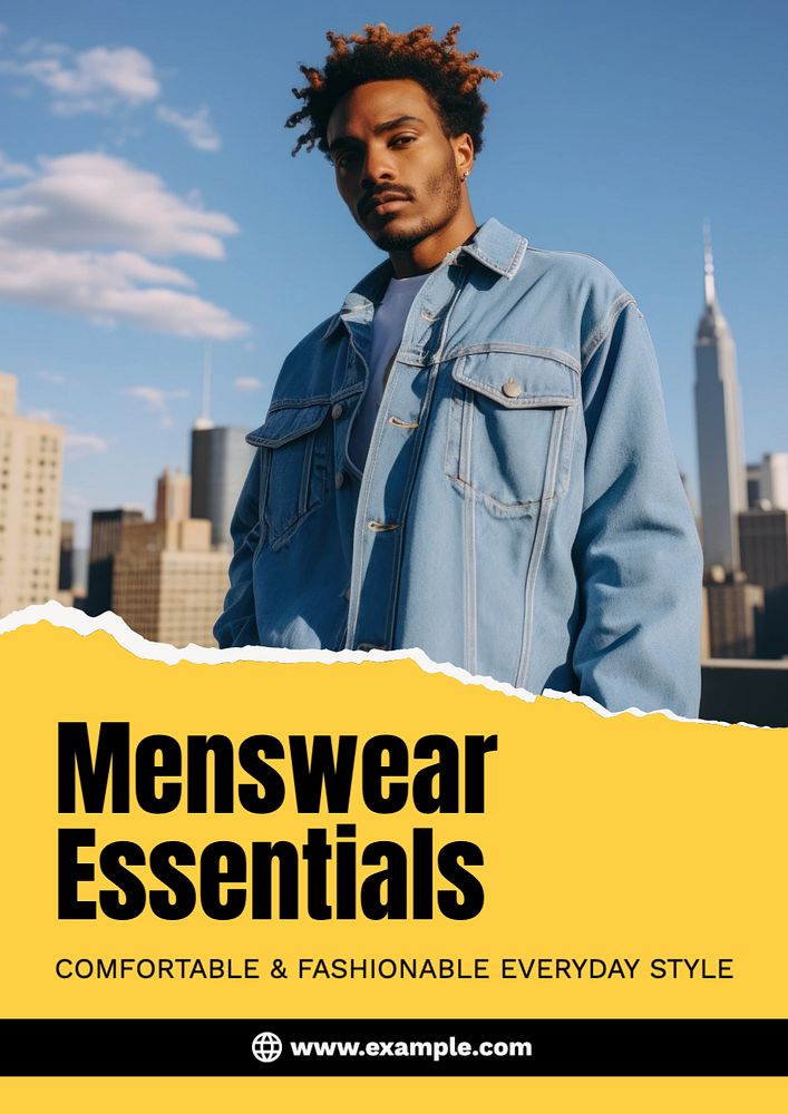 Men's wear essentials poster template and design