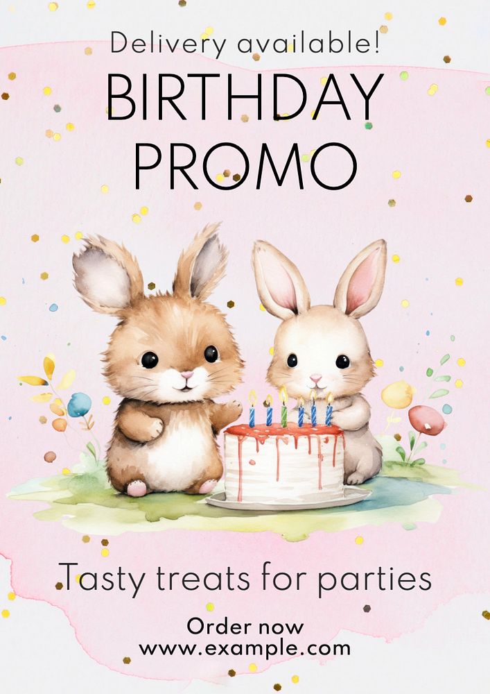 Birthday promo poster template, editable text and design