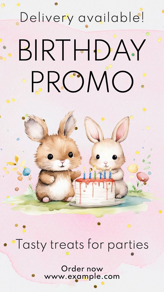 Birthday promo Instagram story template, editable text