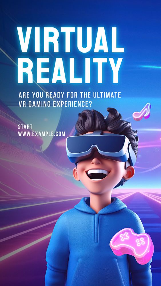 Virtual reality Instagram story template, editable text