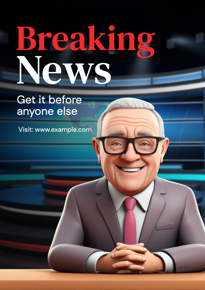 Breaking news poster template, editable text and design