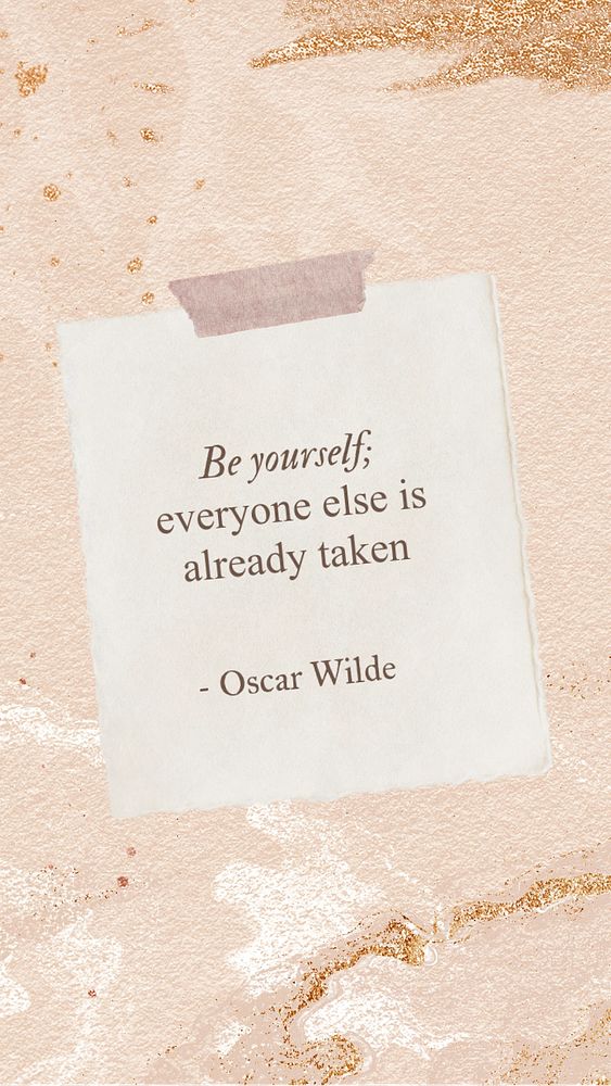 Aesthetic gold editable instagram story template with Oscar Wilde inspirational quote